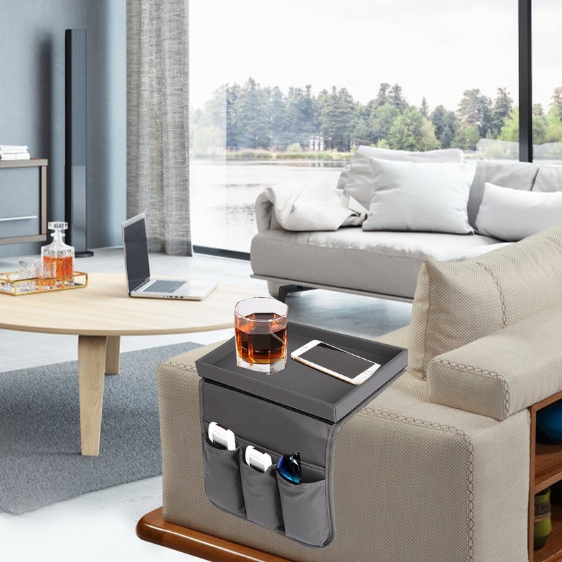 KINFAVOU Couch Caddy, Armchair caddy with Sofa Arm Tray, Non-Slip