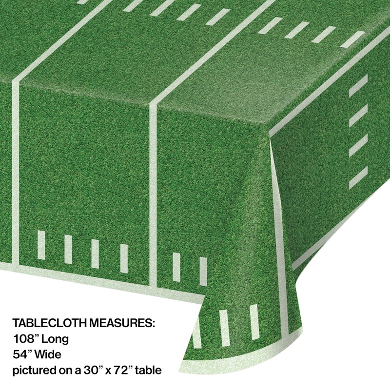 Trendware Football Field Plastic Tablecloths, 3 Count