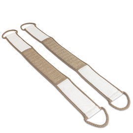 Eurow Beauty Bamboo Back Scrubber, Dual-Sided Exfoliating and Cleansing Shower Strap with Looped Handles, Gentle for All Skin Types, Reusable for Daily Spa-Like Bath Experience, 2-Pack