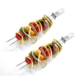Gefu Schaschlik-Spieße Twinco 15420 - 2er Set 32cm Spieße aus Edelstahl für Tischgrill, Pfanne - Spülmaschinengeeignet, 32 x 2 x 2 cm