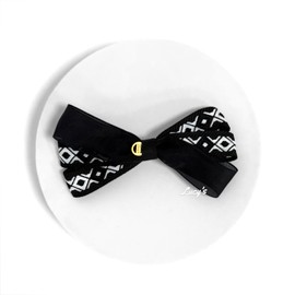 Burnaby black white chiffon pattern hairpin 8cm / 버나비 블랙 화이트 쉬폰 패턴 헤어핀 8cm