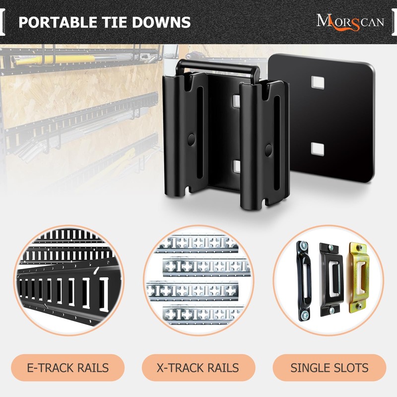 MorScan 4 Pack E-Track Connector with Square Plates, E Track