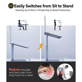 supamir Adjustable Laptop Stand for Desk, DJ Laptop Riser, Standing Desk Converter, Support Working on Computer Sitting/Standing, Compatible with MacBook, Dell, HP and All 13"-16.5" Notebooks, Grey