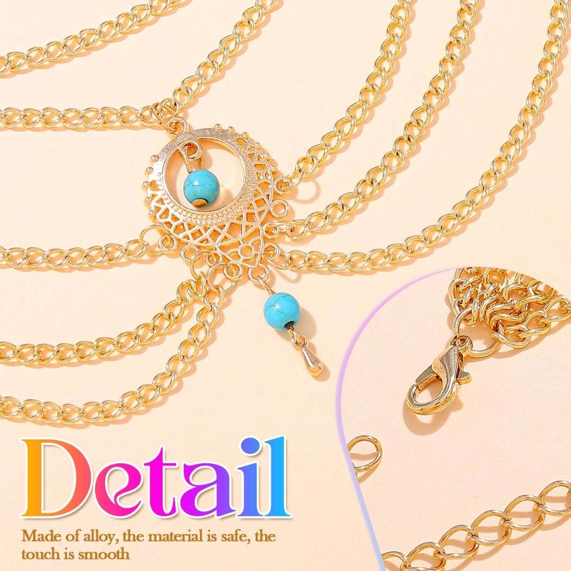Nicute BohoTurquoise Anklet Gold Ankles Layered Foot Jewelry for Women