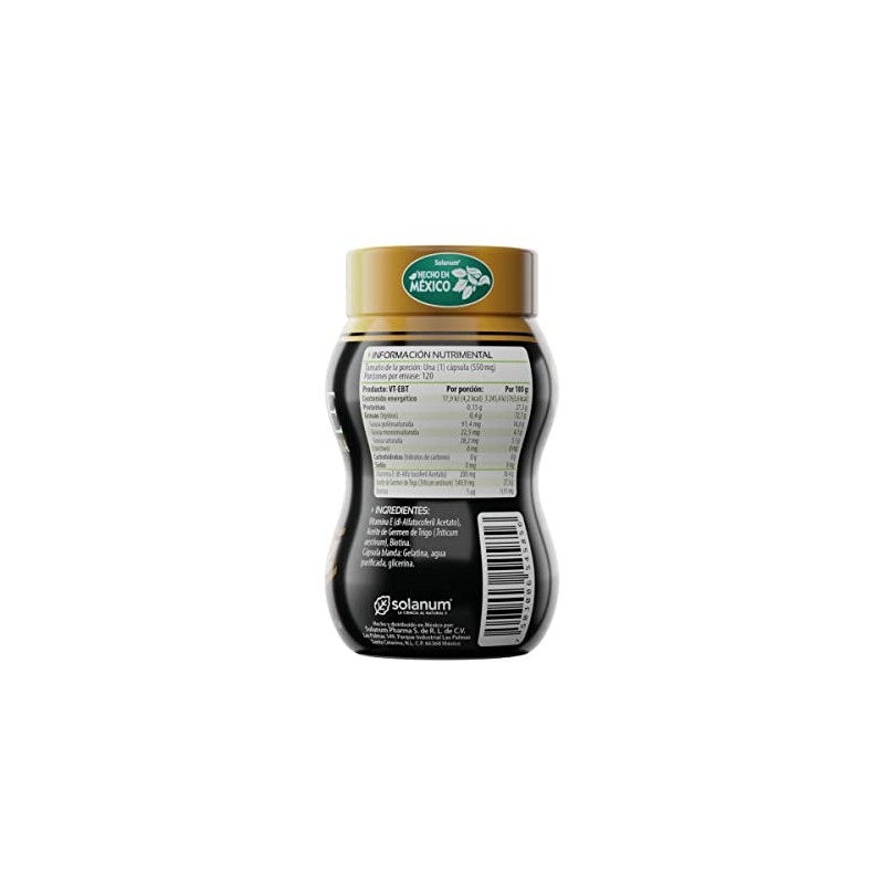 Biotina Con Vitamina E 120 Cápsulas De 550 Mg Solanum.