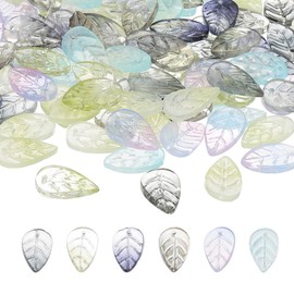 PATIKIL 100Pcs Gradient Multicolored Leaf Beads, Glass/Glazed, 18mm x 10mm x 3mm, DIY Jewelry Making