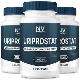 NutraVibe (3 Pack) Uriprostat – Daily Prostate Support Formula with Natural Ingredients for Comfort, Flow and Balance as You Age, Just Take 2 Easy-to-Swallow Pills Daily (180 Capsules)