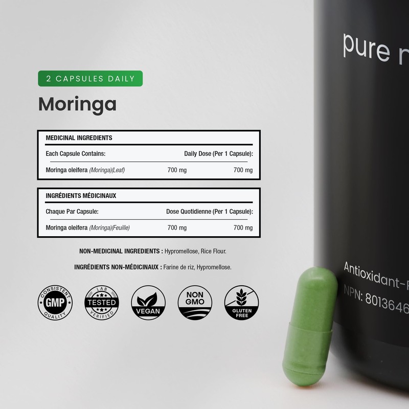 Organic Moringa Capsules - 1400mg High Potency Moringa Supplement -