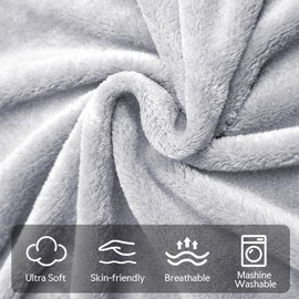 NovaSunrise 3-Pack Fleece Throw Blankets 50x60, 300GSM Soft Flannel Plush Blanket, Lightweight Warm Couch Sofa Bed Blankets, No Shedding All Season (Light Gray)