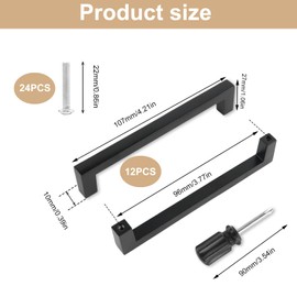 MIYUANGKJ Pack of 12 Furniture Handles, Black, 96 mm, Kitchen Handle, Drawer Handles with Screws, 22 mm, Door Handles for Drawer, Cabinet, Furniture, Kitchen