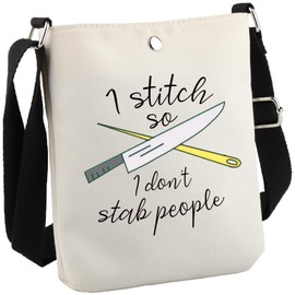 GJTIM Needleworker Gift Cross Stitch Project Bag I Stitch So I Don’t Stab People Sewing Project Bag for Cross Stitch Lover (Stab People CB)