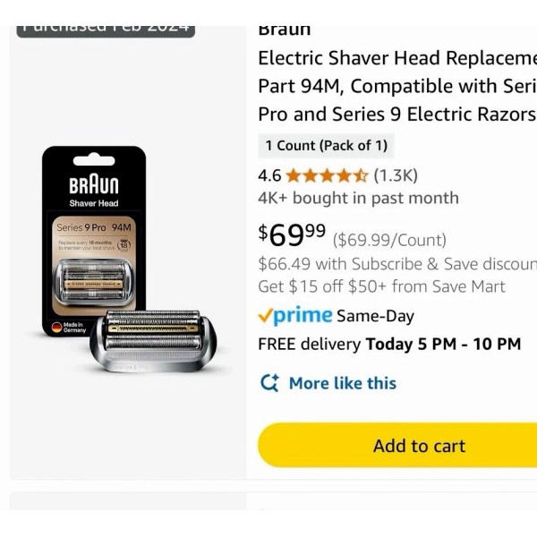 Braun Shaver Head Series 9 Pro Replacement 94M Made in