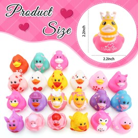 30 Pack Valentine's Rubber Ducks-2.3 Inch Bulk Floater Ducks for Ducking Assortment Rubber Duckies for Kids Baby Bath Toys,Birthday Gifts Party Favors Summer Beach Pool Activity Toys
