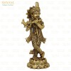 Shyam Antique Creation Standing Brass Krishna Playing Flute Idol Dwarkadhish