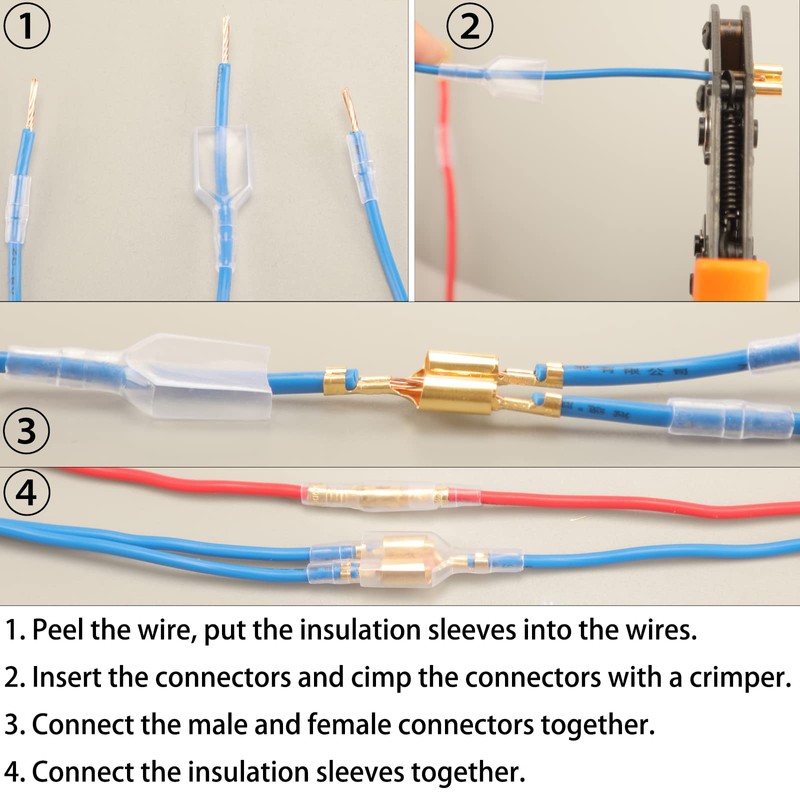 Feggizuli 320pcs Double Bullet Wire Connectors, 3.9mm 3.5mm Male and