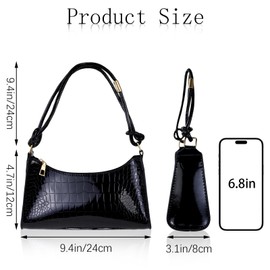 WisePoint Cute Handbag, PU Leather Small Shoulder Purse Small Handbag for Women, Crescent Bag Women's Shoulder Handbags (black)