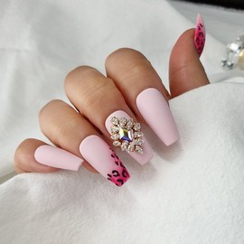 Lovely Leopard Handmade Nail Tips - Long Point / 러블리 호피 수제네일팁 - 롱포인트