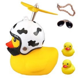 ACEDOAMARE Duck Bike Bell, Cute Rubber Yellow Duck Bicycle Accessories with LED Light Propeller Helmet Squeeze Horns for Adults Kids Children Cycling Motorcycle Handlebar Bicycle (Cow)