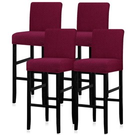Lellen Reusable Pub Counter Stool Chair Covers Slipcover Stretch Removable Washable Dining Room Chair Covers Set of 4 (2786-Wine)