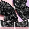 2pcs 8" Black Cheer Bow With Rhinestones Cheerleading Bows