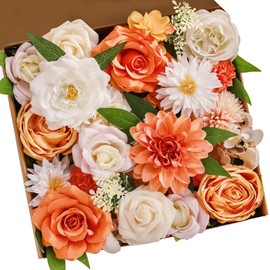 MISSPIN Fall Artificial Flowers Combo Box Set Fake Flowers for DIY Wedding Bridal Bouquets Faux Roses Floral Arrangements with Stems for Party Table Centerpieces Autumn Home Indoor Outdoor Decoration