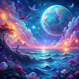 Huacan Cross Stitch Set Pre-Printed Landscape Pattern Embroidery 11 Thread Embossed Embroidery Kit for Adults Beginners Older 40 x 40 cm