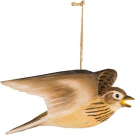 WILDLIFEGARDEN Wildlife Garden WG4446 DecoBird Flying Field Lark - Hand Carved Decorative Wooden Bird - Flying Birds