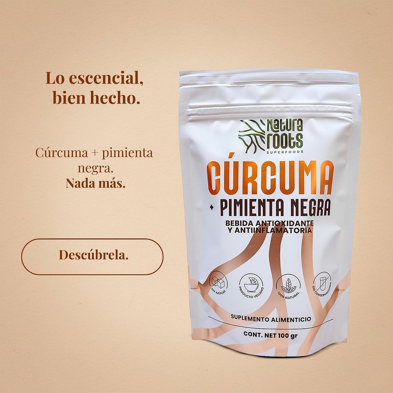 Cúrcuma en Polvo con Pimienta Negra 100 g NATURA ROOTS