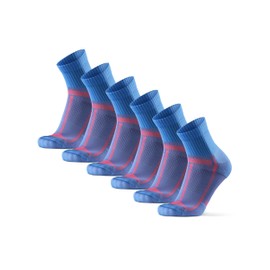 DANISH ENDURANCE 3 Pack Running Socks for Long Distances, Quarter, Men & Women, Light Blue/Orange, US Women 11-13 // US Men 9.5-12.5