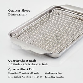 Hestan Provisions OvenBond – 9" x 12.5" Tri-ply Clad Stainless Steel Quarter Sheet Pan with Rack