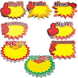 FACATH 80Pcs Fluorescent Star Sale Signs, 8 Colors Starburst Retail Price Tags Labels, Neon Display Sign Cards, Paper Sale Discount Label for Retail Store Shop Grocery Supermarket Party Favors