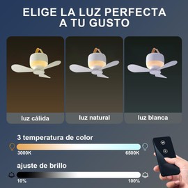 JAFEN Ventiladores de techo portátiles acampar Linterna para tiendas de campaña, Ventilador de tienda, Luz LED recargable con control remoto, Personal para acampar al aire libre, Hogar, Oficina