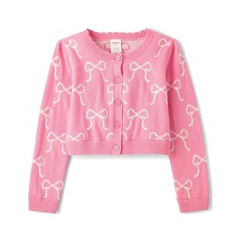 Gymboree,Girls,and Toddler Long Sleeve Cardigan Button Up Sweater,Pink Bow,6
