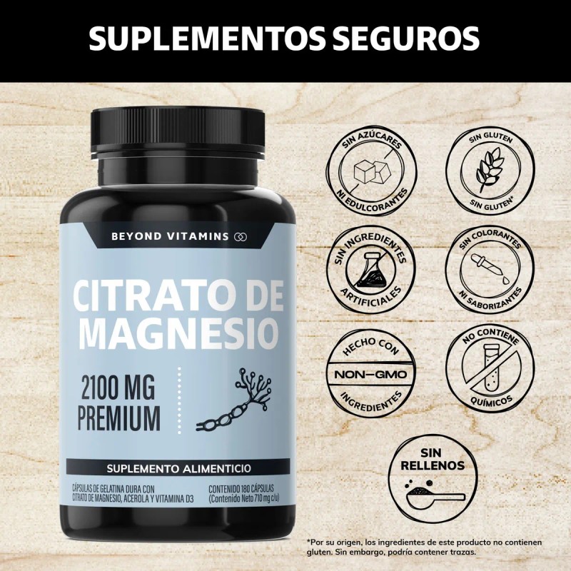 Citrato de Magnesio 2100mg con Acerola y Vitamina D3 -