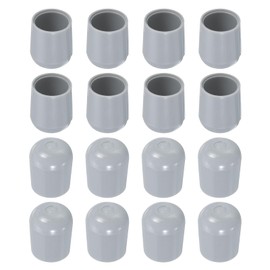 sourcing map Chair Leg Floor Protectors, 16pcs 3/4" - Plastic Round Chair Leg Caps, Non-Slip Slip-On Furniture Feet Covers for Folding Metal Chair (Grey)