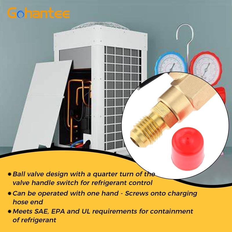 Ball Valve HVAC Angled SHUT-OFF Valve Adapter 1/4" 5/16" SAE