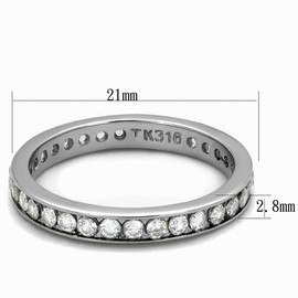 YourJewelleryBox Channel unisex 3mm full eternity ring wedding band stacking stainless steel silver (U)