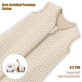 SWEET DOLPHIN Baby Sleep Sack 0-6 Months - 100% Cotton 2-Way Zipper TOG 0.5 Infant Wearable Blanket, Newborn Essentials Toddler 3 Pack Sleeping Sacks - Brown