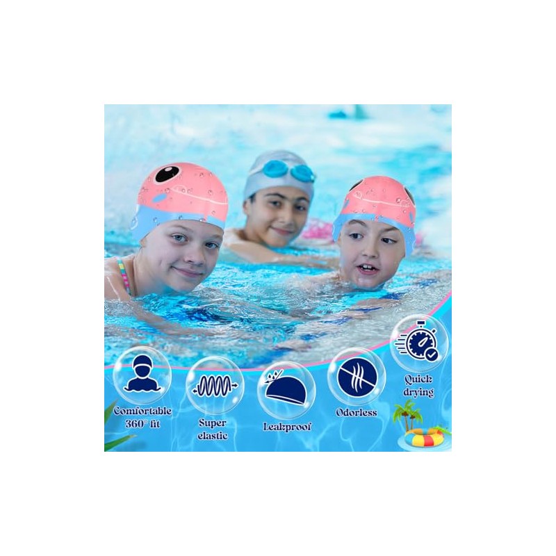 POPETPOP Gorro De Natacion Silicona Antideslizante, Gorra Impermeables para Niños