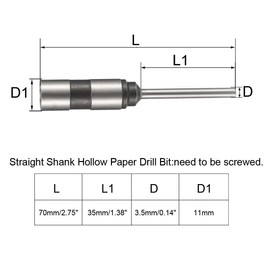 uxcell 3.5mm Paper Punch Drill, Straight Shank Hollow Bit Tool, for Hole Puncher Punching Machine, 2pcs