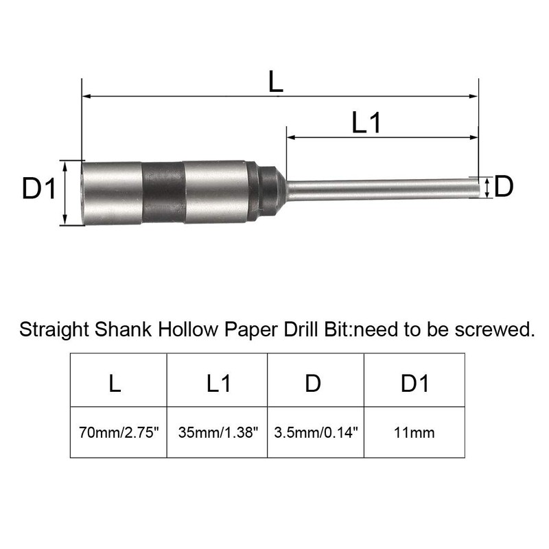 uxcell 3.5mm Paper Punch Drill, Straight Shank Hollow Bit Tool,