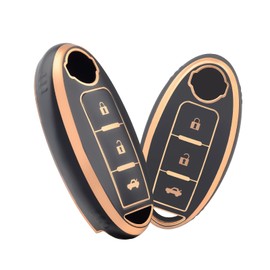 OFFCURVE Car Key Case, Key Cover, Key Cover, Protective Cover, 3/4 Buttons, Fits Nissan Qashqai Juke Micra Murano Note X-Trail 370Z J11 T32 Pathfinder Tiida Cube Infiniti