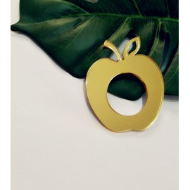 Acrylic Apple Napkin Rings, Apple Napkin Ring for Wedding Signs, Bridal Shower Party Décor, Engagement Apple Shaped Crafting Sets of 10 (Gold Mirror)