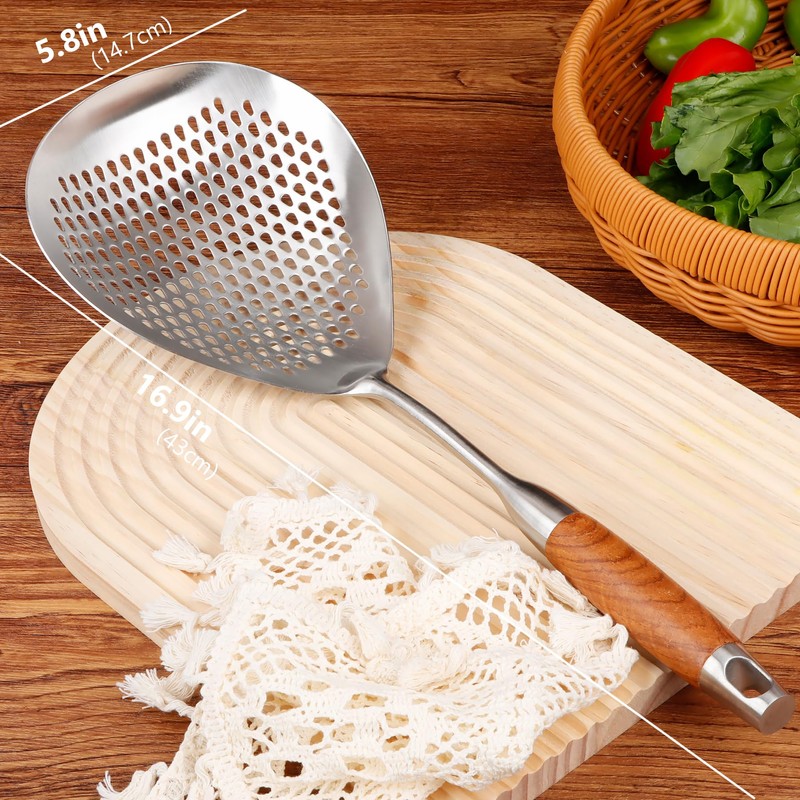 GLENDAVENY Skimmer Slotted Spoon, 304 Stainless Steel Spider Strainer Skimmer