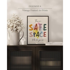 InSimSea Framed Canvas Wall Art, This Is a Safe Space Prints, Therapy School Counselor Office Decor, Therapist School Counselor Gifts, Kids Classroom Sensory Room Mental Health Decor,12x16inch
