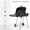 Outsunny Portable Charcoal Grill with Foldable Side Shelf and Bottom