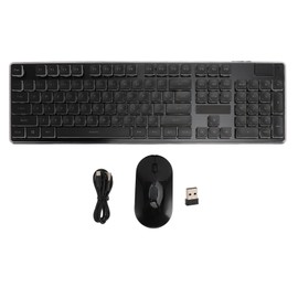 Wireless Gaming Keyboard and Mouse Set Type C Rechargeable Backlit Ultra Thin Gaming Keyboard with Battery Level Display for XP 10 8 7 Black