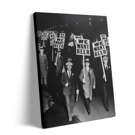 Martin Luther King Canvas Wall Art Decor - Iconic "We Want Beer" Prohibition Era March, Vintage Black and White Artwork for Home or Bar Wall Decoration 24X30 inch