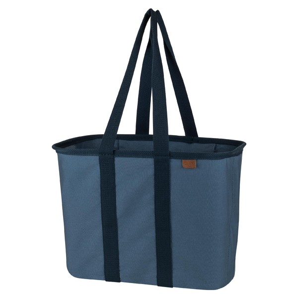 CleverMade Canvas Tote Bag - Reusable Collapsible Basket, Durable Heavy Duty LUXE Grocery Shopping Bag, Blue Skies
