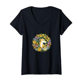 Womens Beautiful Fawn Greyhound Illustration V-Neck T-Shirt